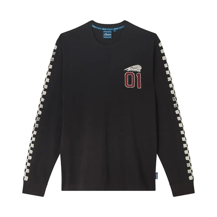 Indian Motorcycle Men's Checkered Graphic Long Sleeve T-Shirt, Black | 2866617
