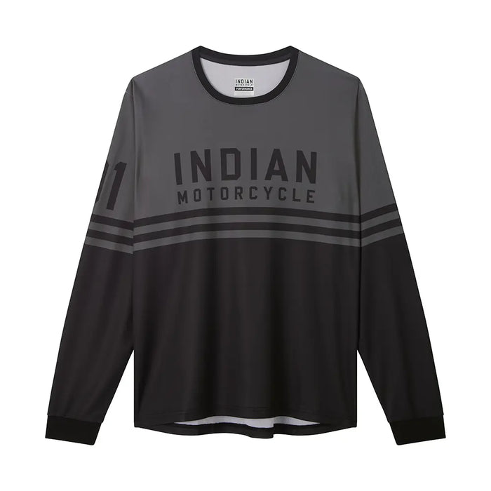 Indian Motorcycle Men's Logo Headdress Racing LS T-Shirt, Black | 2866618