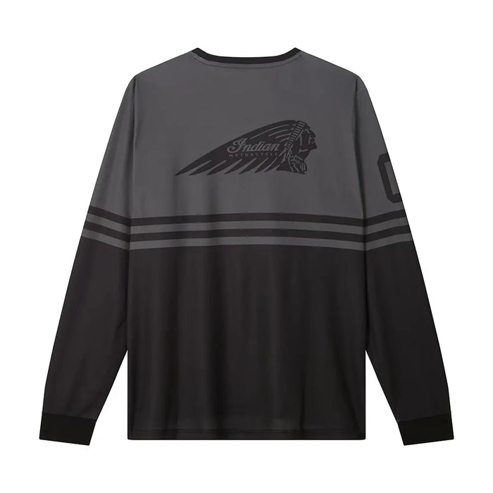 Indian Motorcycle Men's Logo Headdress Racing LS T-Shirt, Black | 2866618