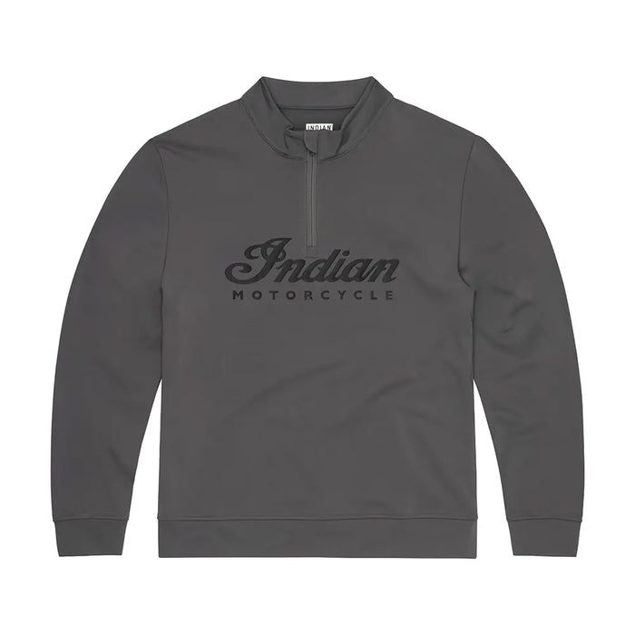Indian Motorcycle Men's Quarter Zip Logo Headdress Top, Gray | 2866619