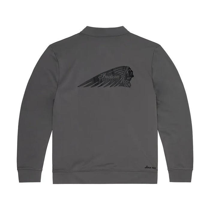 Indian Motorcycle Men's Quarter Zip Logo Headdress Top, Gray | 2866619