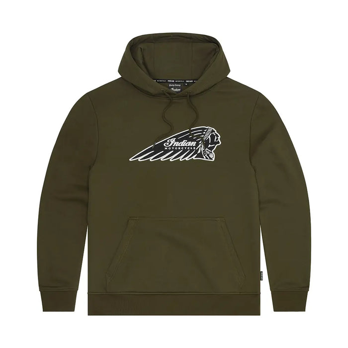 Indian Motorcycle Men's Outline Headdress Hoodie, Green | 2866620