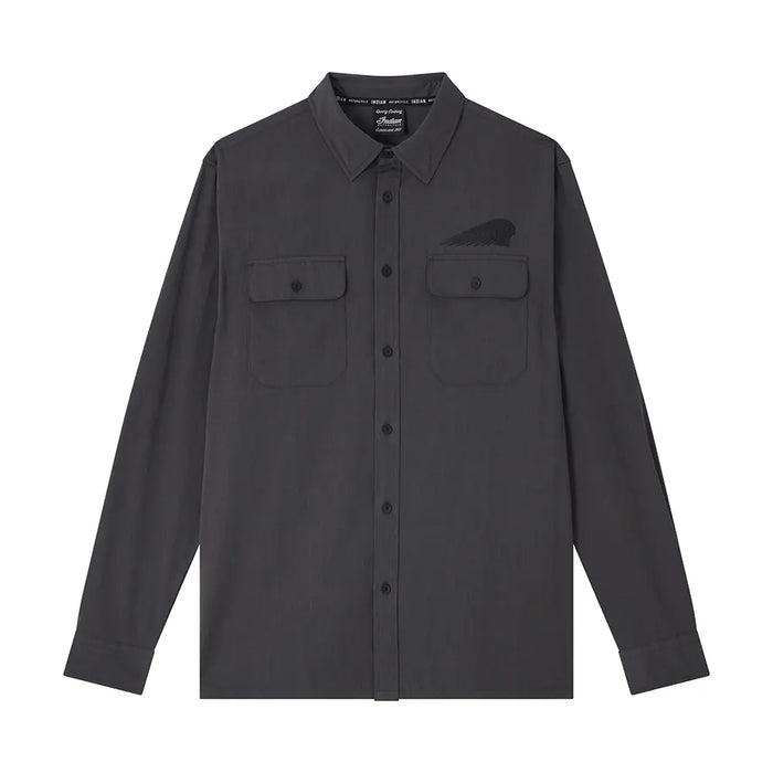 Indian Motorcycle Men's Logo Long Sleeve Shop Shirt, Gray | 2866621