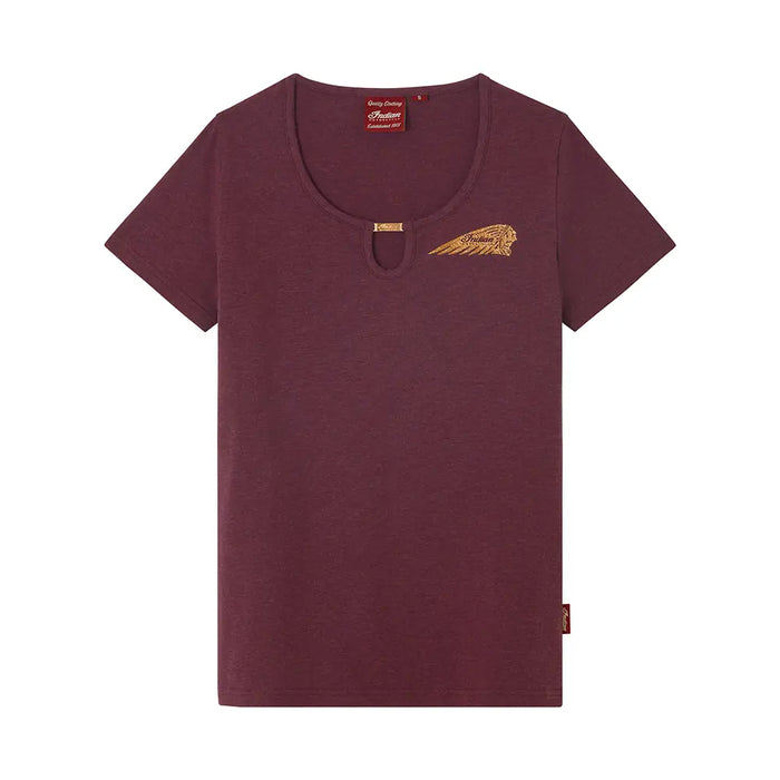 Indian Motorcycle Women's Keyhole Glitter Print T-Shirt, Purple | 2866624