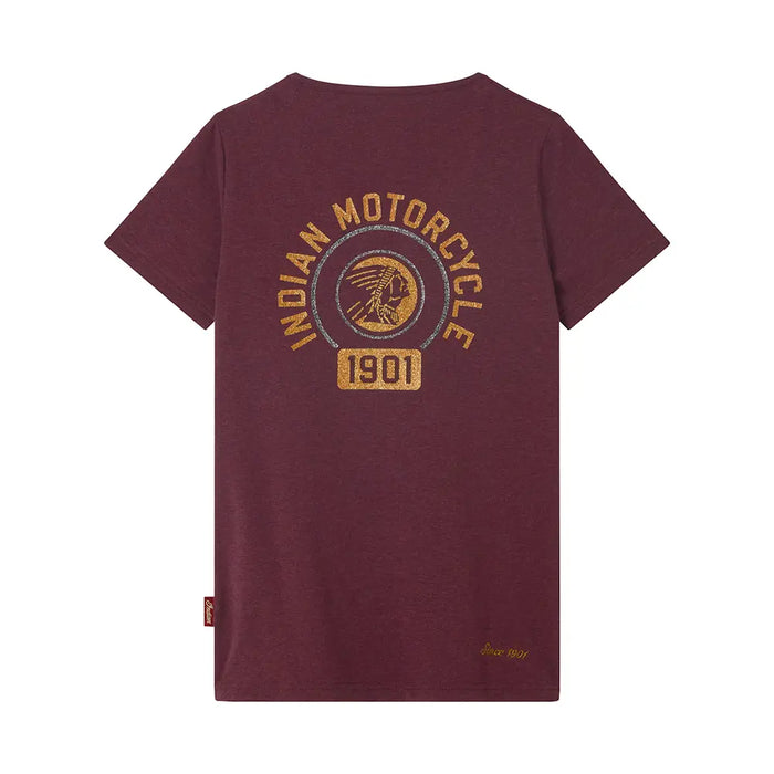 Indian Motorcycle Women's Keyhole Glitter Print T-Shirt, Purple | 2866624