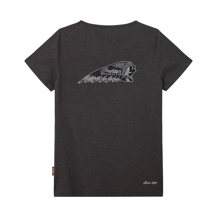 Indian Motorcycle Women's Diamante Headdress T-Shirt, Gray | 2866626