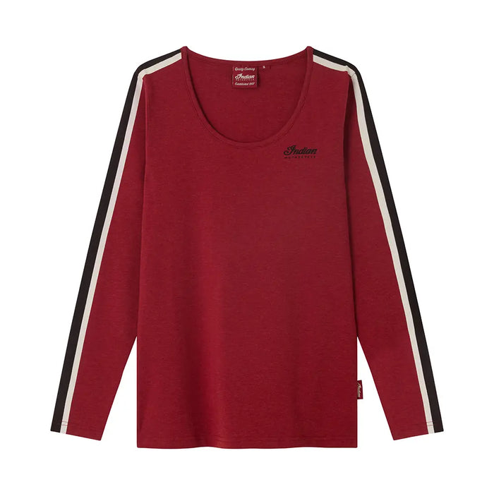 Indian Motorcycle Women's Headdress Striped Long Sleeve T-Shirt, Red | 2866631