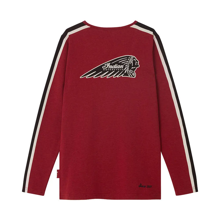Indian Motorcycle Women's Headdress Striped Long Sleeve T-Shirt, Red | 2866631