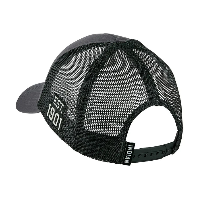 Indian Motorcycle Headdress Embroidery Trucker Cap, Gray | 2866641