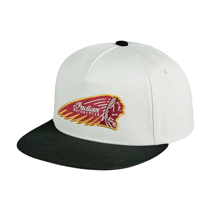 Indian Motorcycle Headdress Contrast Flat Peak Cap, White | 2866645