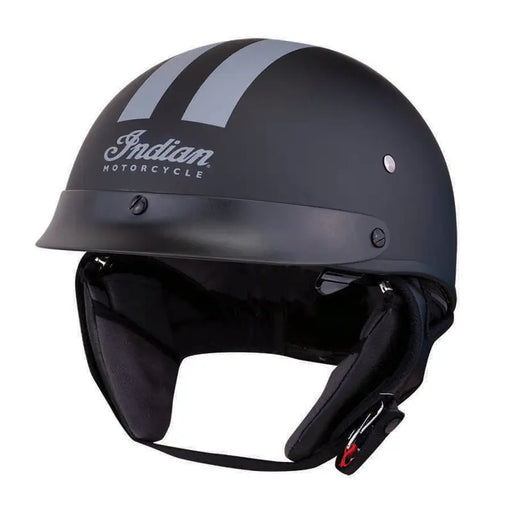 chrome half helmet motorcycle Indian Motorcycle Half Helmet with Gray Stripe, Black