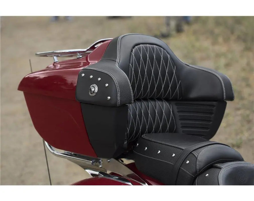 Indian Motorcycle Genuine Leather Quilted Trunk Passenger Backrest Pad, Black | 2880284-02