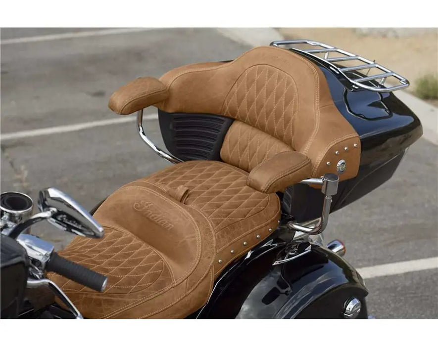 Indian Motorcycle Genuine Leather Quilted Trunk Passenger Backrest Pad, Desert Tan | 2880284-06