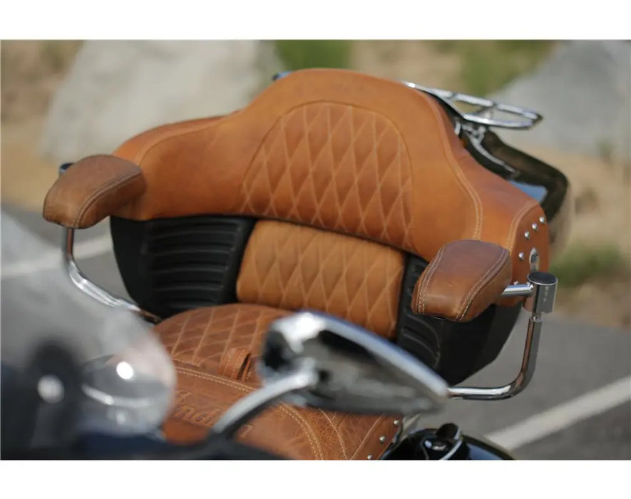 Indian Motorcycle Genuine Leather Quilted Trunk Passenger Backrest Pad, Desert Tan | 2880284-06