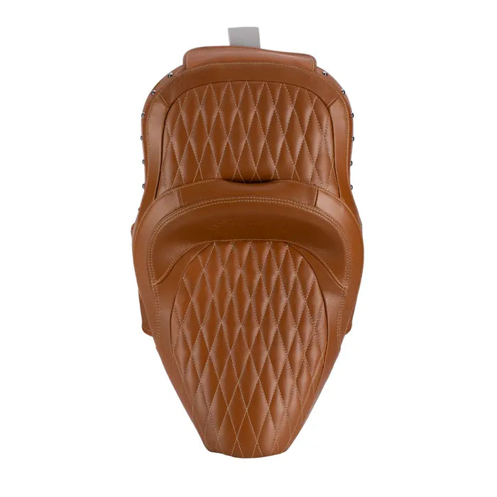 Indian Motorcycle Genuine Leather Extended Reach Heated Touring Seat, Desert Tan | 2882423-06