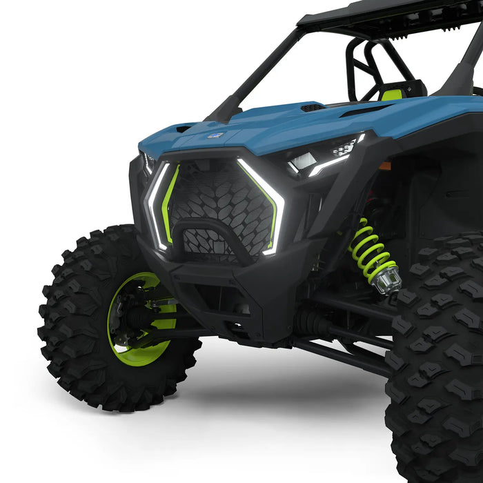 Polaris Pro Armor Aluminum Front Grille, Neon Lime | 2890406-801