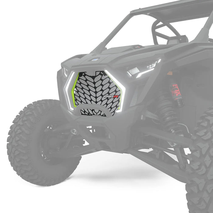 Polaris Pro Armor Aluminum Front Grille, Neon Lime | 2891093-801