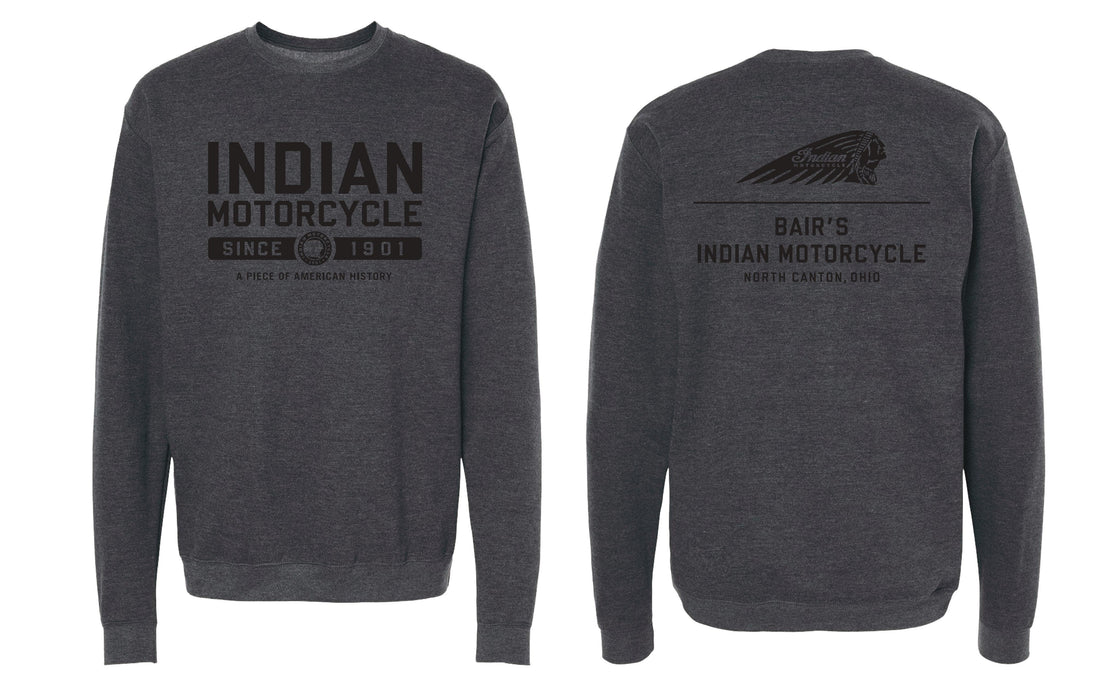 Bair’s Indian Motorcycle Crew Neck, Dark Gray