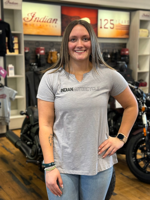 Indian Motorcycle Women's Logo Back Pleat Tee, Gray | 2866393