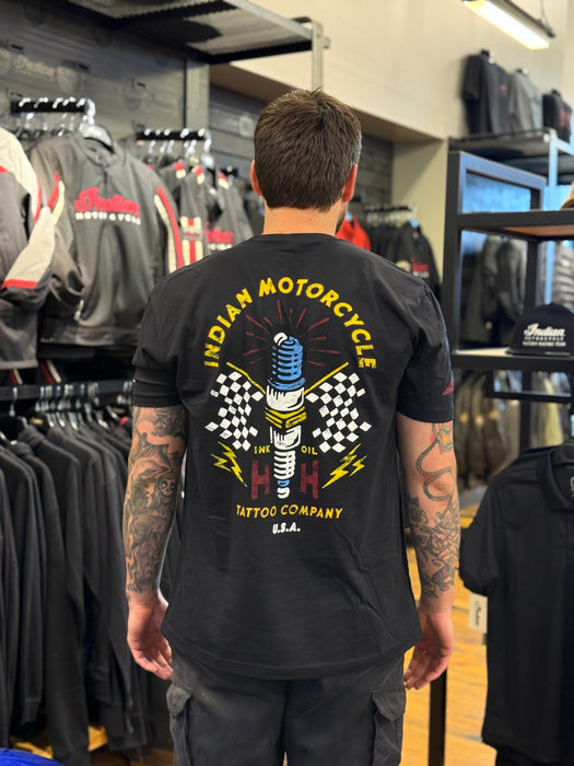 Indian Motorcycle Men's IMC X HH Spark Plug T-Shirt, Black | 2866550