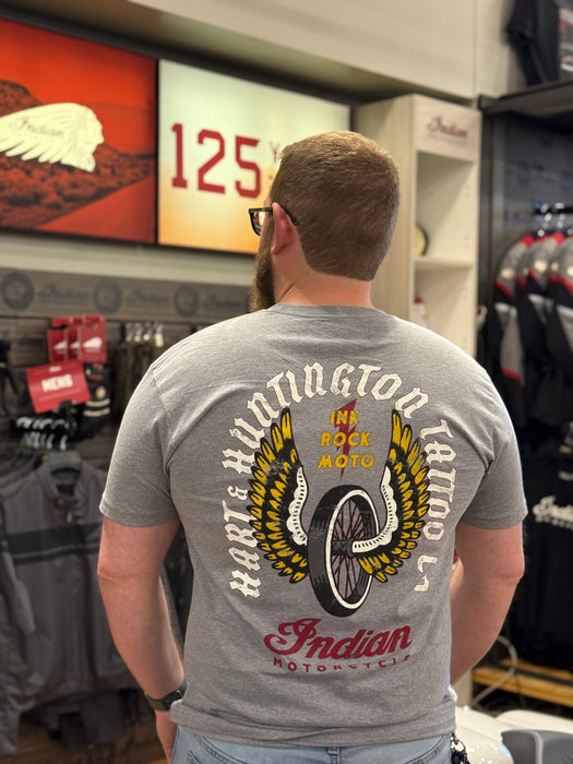 Indian Motorcycle Men's IMC X HH Winged Wheel T-Shirt, Gray | 2866551