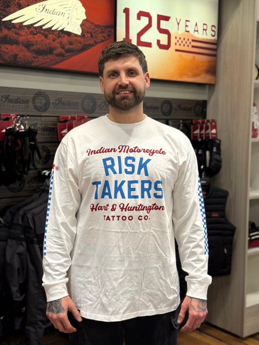 Indian Motorcycle Men's IMC X HH Risk Takers LS T-Shirt, White | 2866552