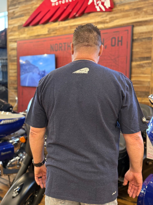 Indian Motorcycle Men's 2 Color Script Logo Tee, Navy | 2865606