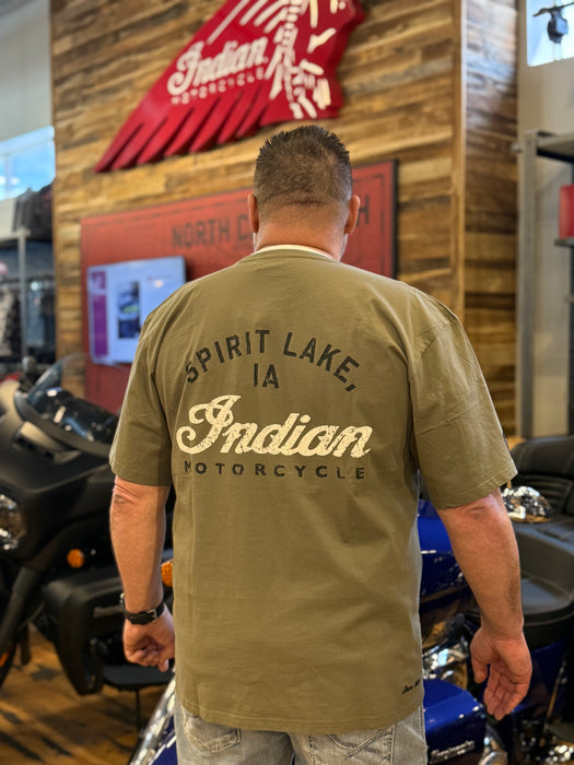 Indian Motorcycle Men's Spirit Lake IA Pocket Tee, Green | 2865603