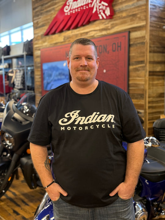 Indian Motorcycle Men's Essential Script Logo Tee, Black | 2865600