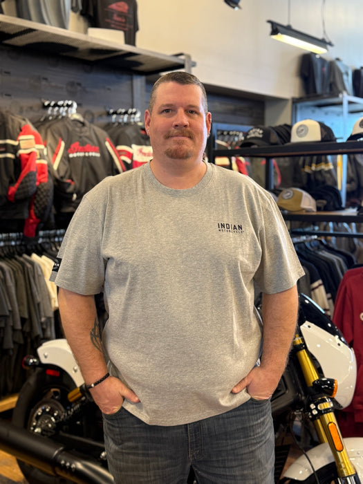 Indian Motorcycle Men's Triangle Sign Printed Tee, Gray | 2865608