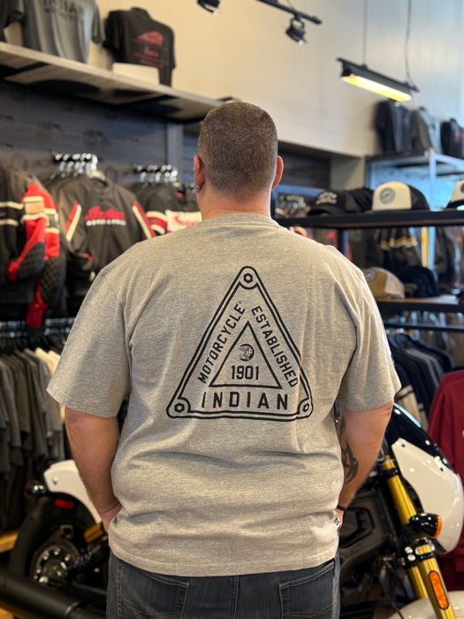 Indian Motorcycle Men's Triangle Sign Printed Tee, Gray | 2865608