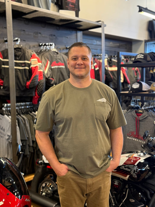 Indian Motorcycle Men's Spirit Lake IA Pocket Tee, Green | 2865603