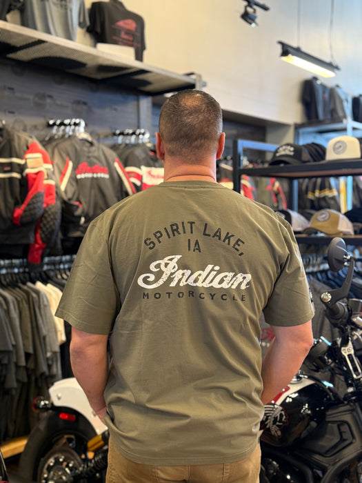 Indian Motorcycle Men's Spirit Lake IA Pocket Tee, Green | 2865603