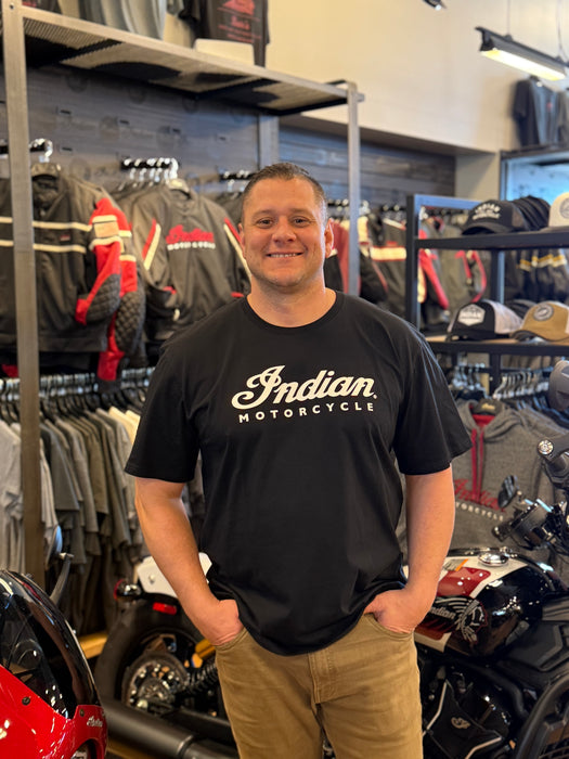 Indian Motorcycle Men's Essential Script Logo Tee, Black | 2865600