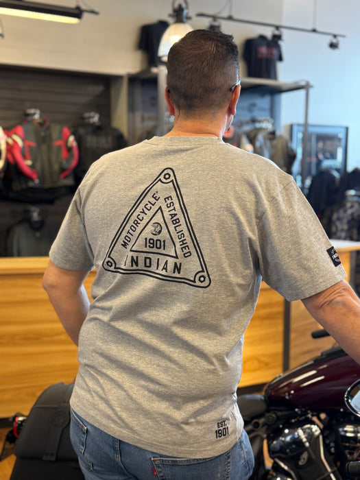 Indian Motorcycle Men's Triangle Sign Printed Tee, Gray | 2865608