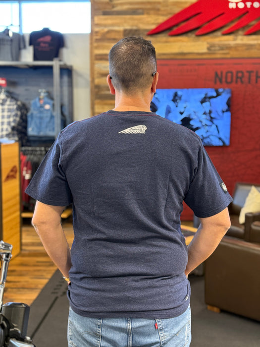 Indian Motorcycle Men's 2 Color Script Logo Tee, Navy | 2865606