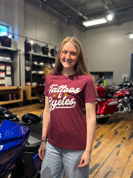 Indian Motorcycle Women's IMC X HH Tattoos & Cycles T-Shirt, Red | 2866558