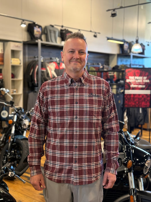 Indian Motorcycle Men's Pittsburgh Plaid Shirt, Red | 2866622