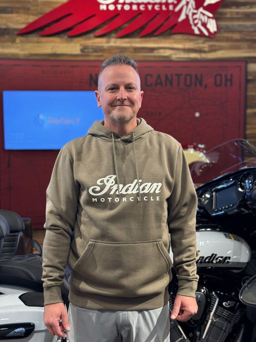 Indian Motorcycle Men's Essential Script Logo Hoodie, Green | 2866677