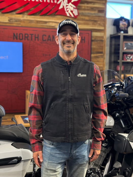 Indian Motorcycle Men's Callan Denim Vest, Black | 2866533
