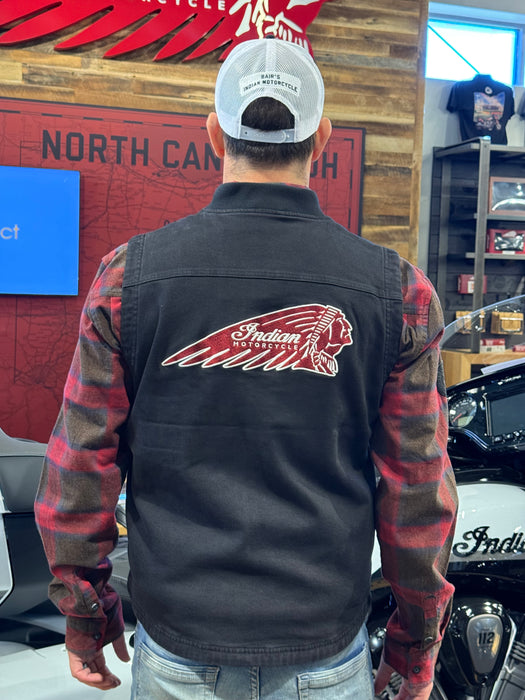 Indian Motorcycle Men's Callan Denim Vest, Black | 2866533