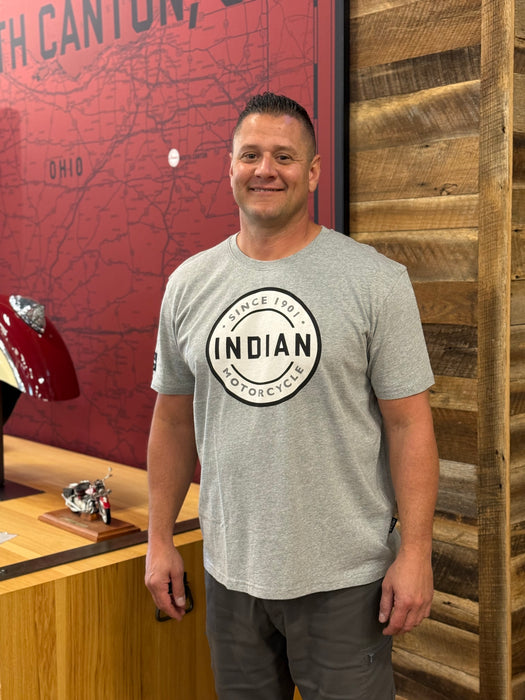 Indian Motorcycle Men's Block Circle Icon T-Shirt, Gray | 2866609