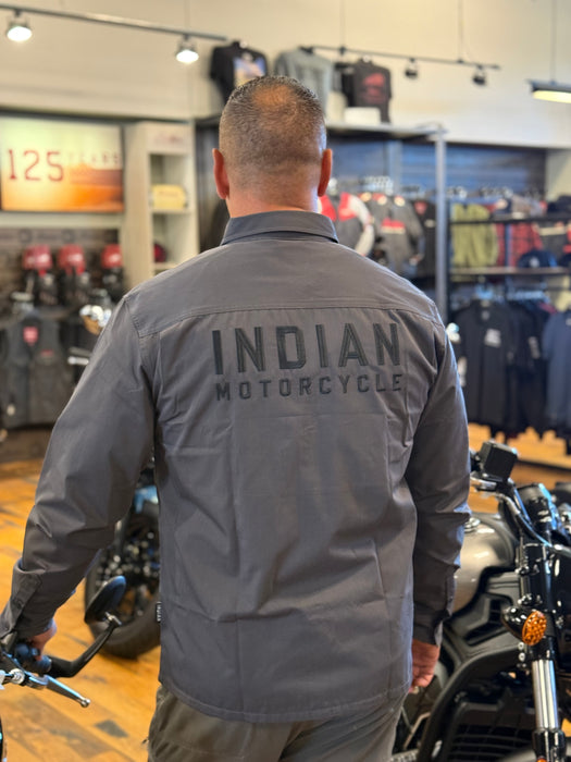 Indian Motorcycle Men's Logo Long Sleeve Shop Shirt, Gray | 2866621