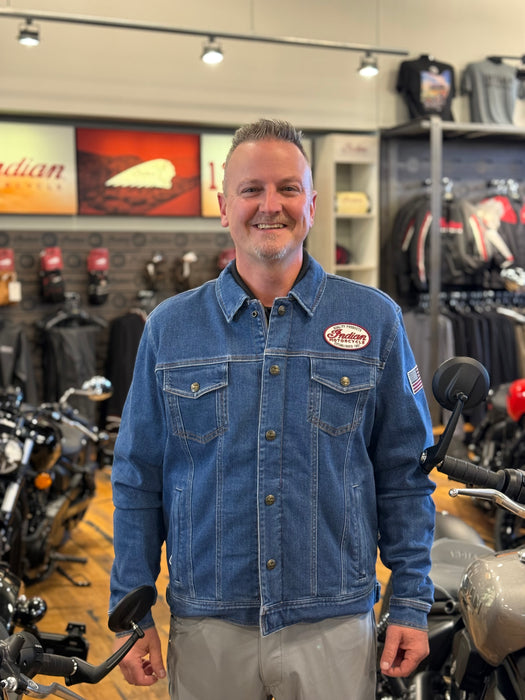 Indian Motorcycle Men's Denim Jacket, Blue | 2865793