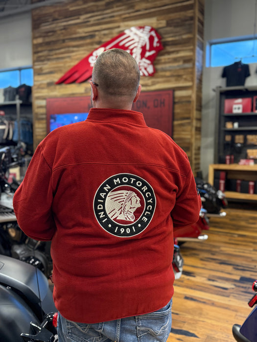 Indian Motorcycle Men's Zip Thru Logo Fleece, Red | 2865731