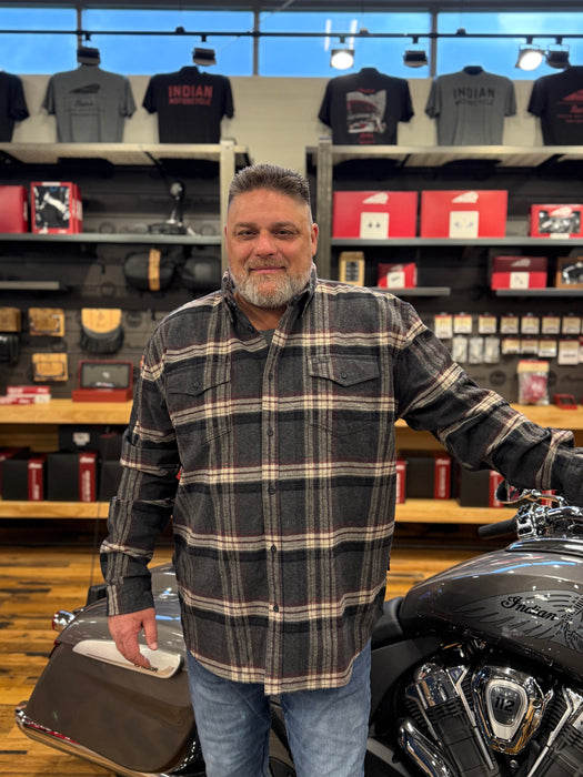 Indian Motorcycle Men's Newark Plaid Shirt, Gray | 2865733