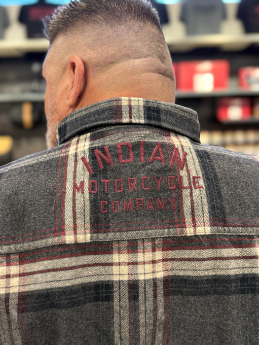 Indian Motorcycle Men's Newark Plaid Shirt, Gray | 2865733