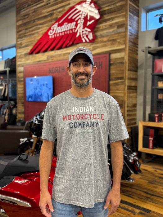 Indian Motorcycle Men's Tri Color Logo Tee, Gray | 2865713