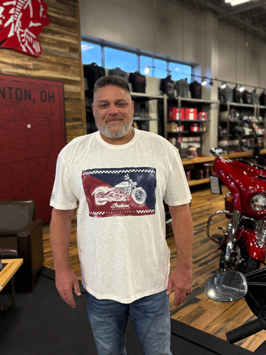 Indian Motorcycle Men's Scout Classic Checked Tee, White | 2865723