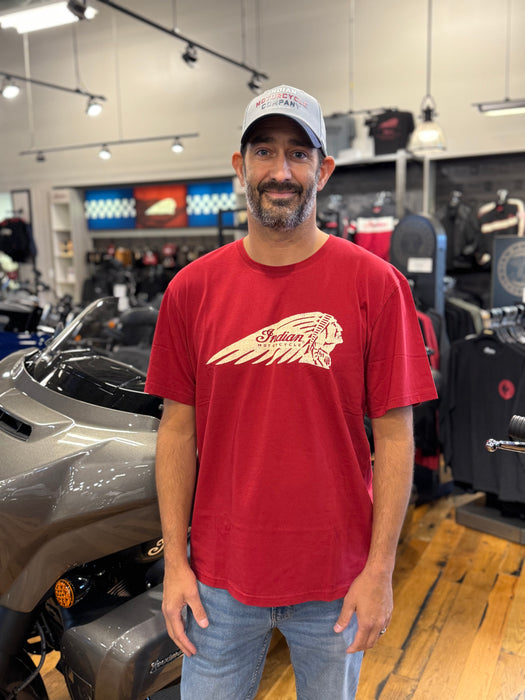 Indian Motorcycle Men's Distressed Headdress Tee, Red | 2865709